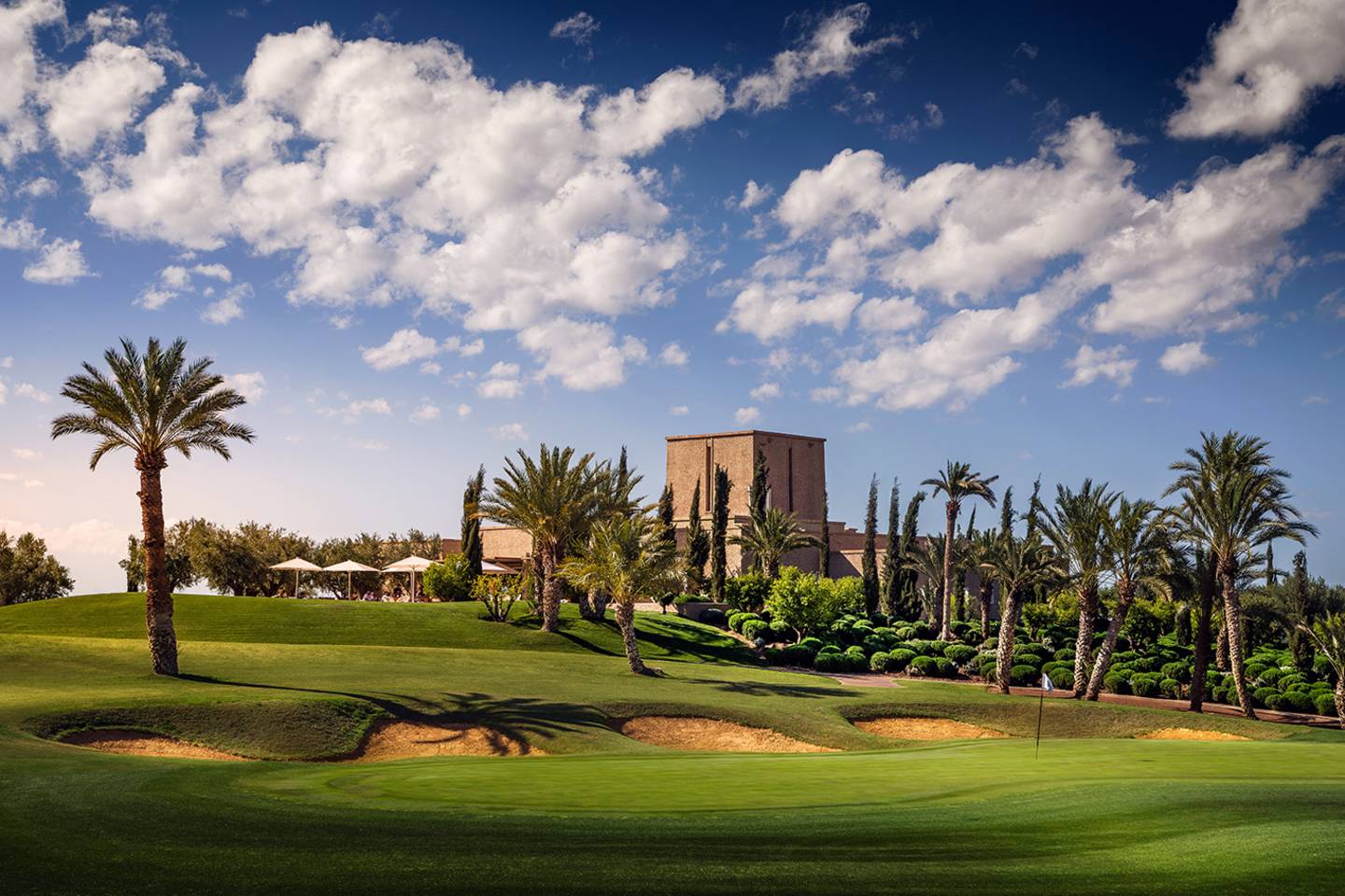 golf course with old building