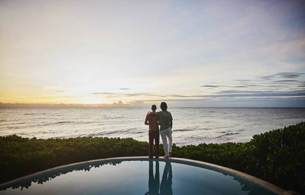 gay couple on a luxury vacation